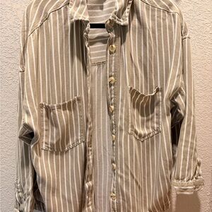 Blu Pepper Beige Striped Women’s Shirt